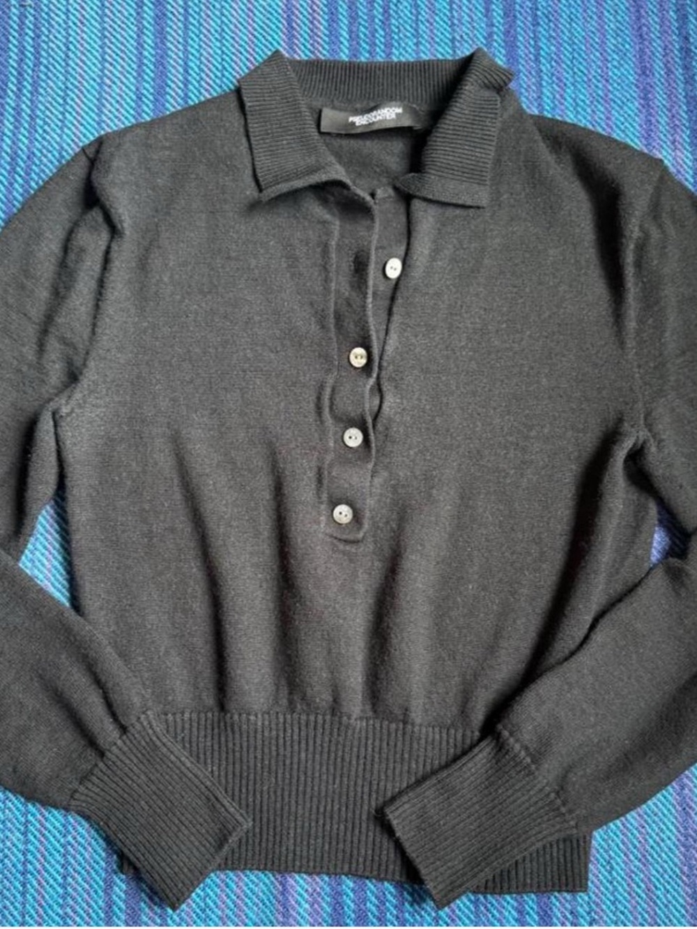 Black Wool & Silk Long-Sleeve Polo Knit Sweater - Women